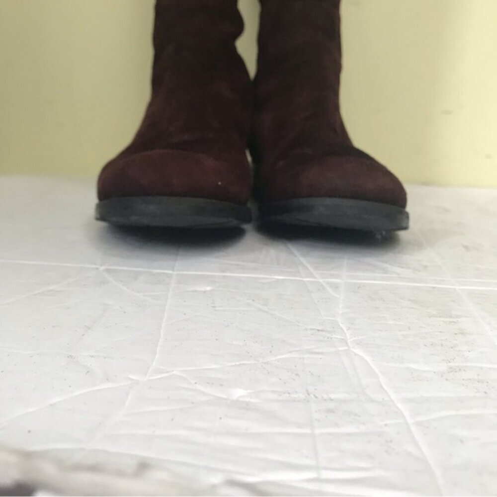 Stuart Weitzman 5050 Suede OverThe Knee Tall Boot Stretch Round Toe Burgundy 5.5 - Picture 11 of 16